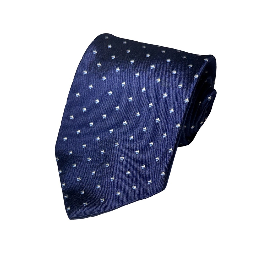 Brooks Brothers mens blue diamond pattern 100% silk wide neck tie EuC
